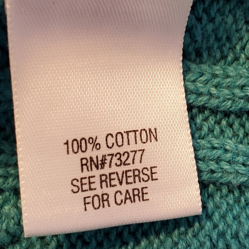 Croft and Barrow women's V-neck cable knit sweater blue green size Large - Picture 7 of 9